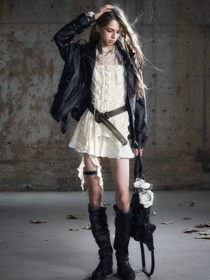 Chinese Clothing Cest Nous Update Oversize Textured Leather Jacket With Adjustable Hem