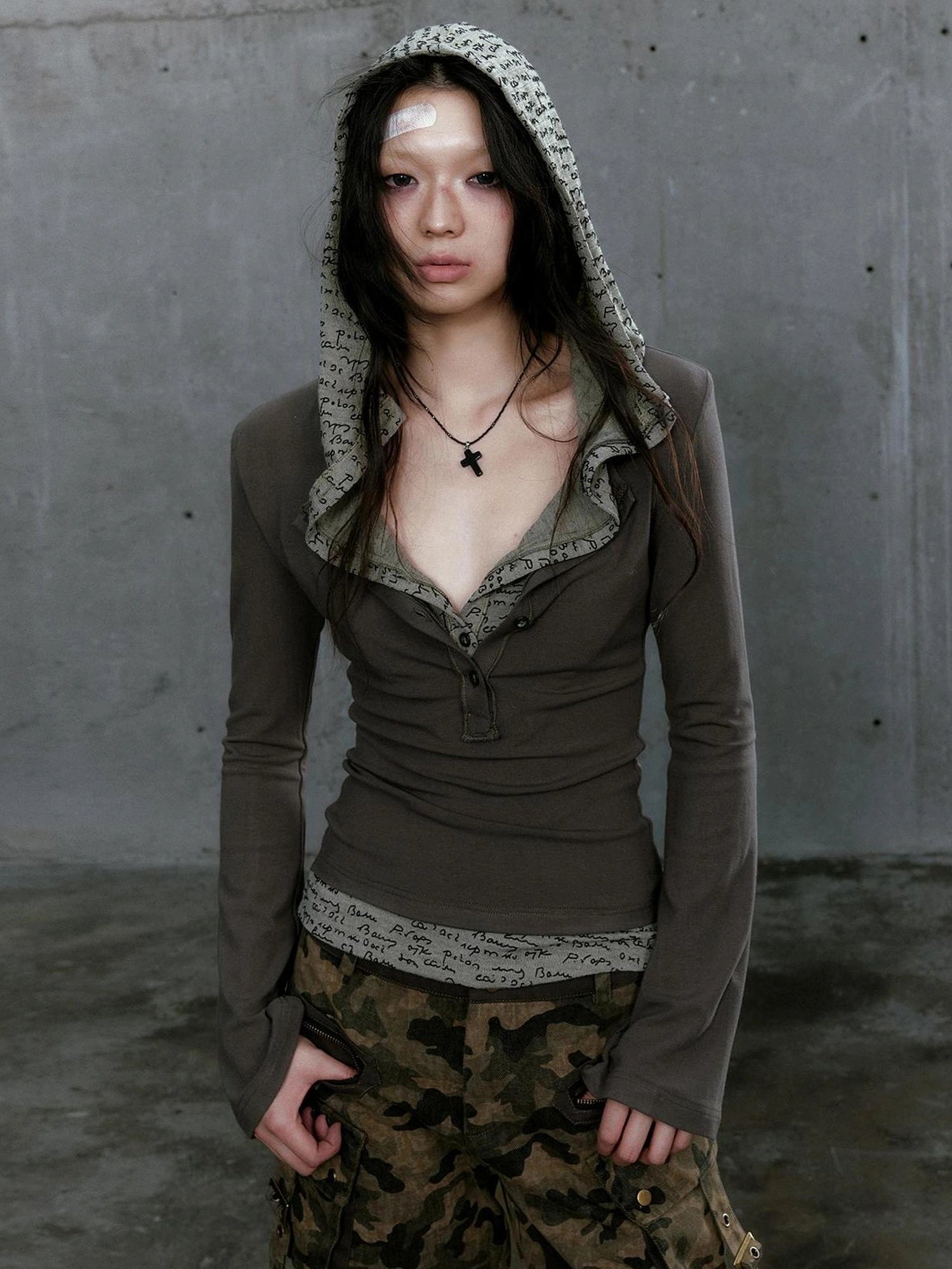 Chinese Clothing Cest Nous Update Punk Patchwork Layered Hoodie
