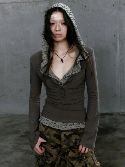 Chinese Clothing Cest Nous Update Punk Patchwork Layered Hoodie