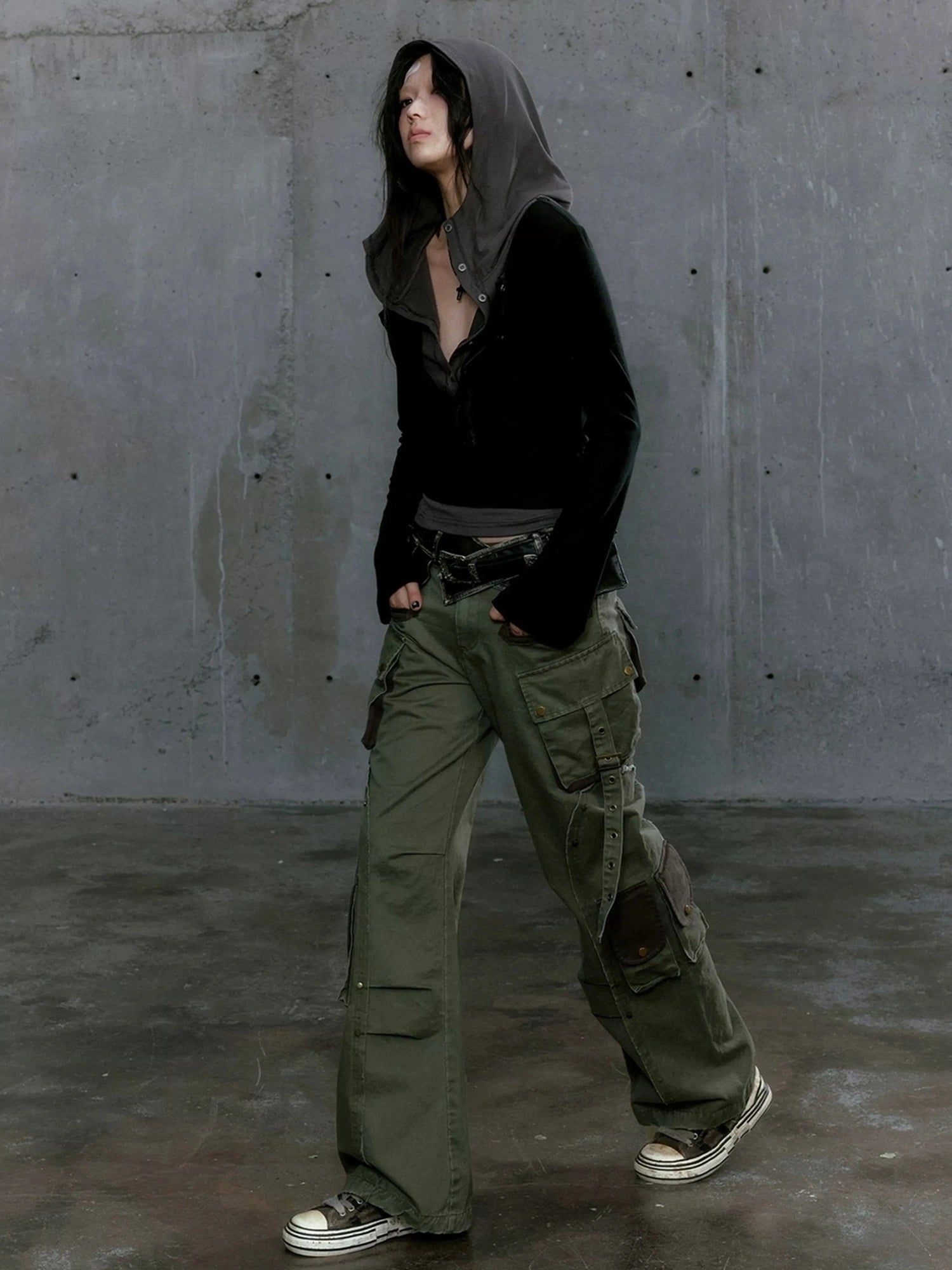 Chinese Clothing Cest Nous Update Punk Patchwork Layered Hoodie