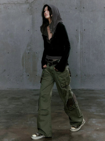 Chinese Clothing Cest Nous Update Punk Patchwork Layered Hoodie