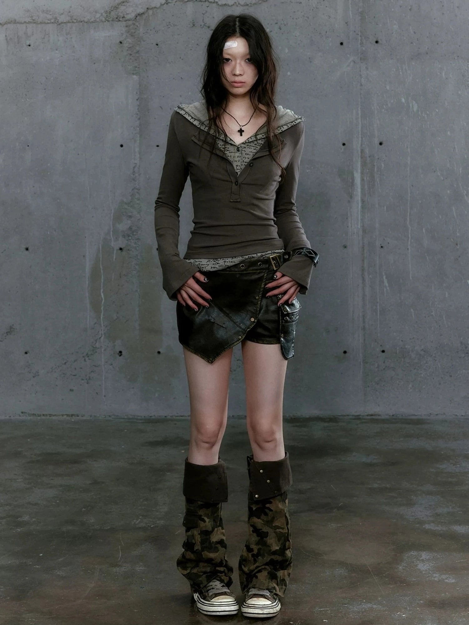 Chinese Clothing Cest Nous Update Punk Patchwork Layered Hoodie