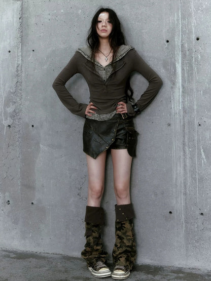 Chinese Clothing Cest Nous Update Punk Patchwork Layered Hoodie