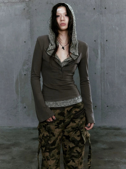 Chinese Clothing Cest Nous Update Punk Patchwork Layered Hoodie