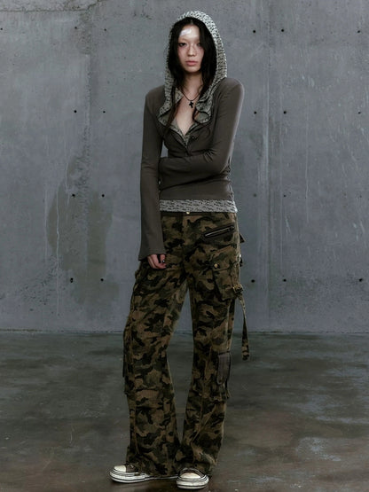 Chinese Clothing Cest Nous Update Punk Patchwork Layered Hoodie