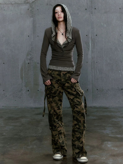 Chinese Clothing Cest Nous Update Punk Patchwork Layered Hoodie