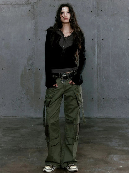 Chinese Clothing Cest Nous Update Punk Patchwork Layered Hoodie
