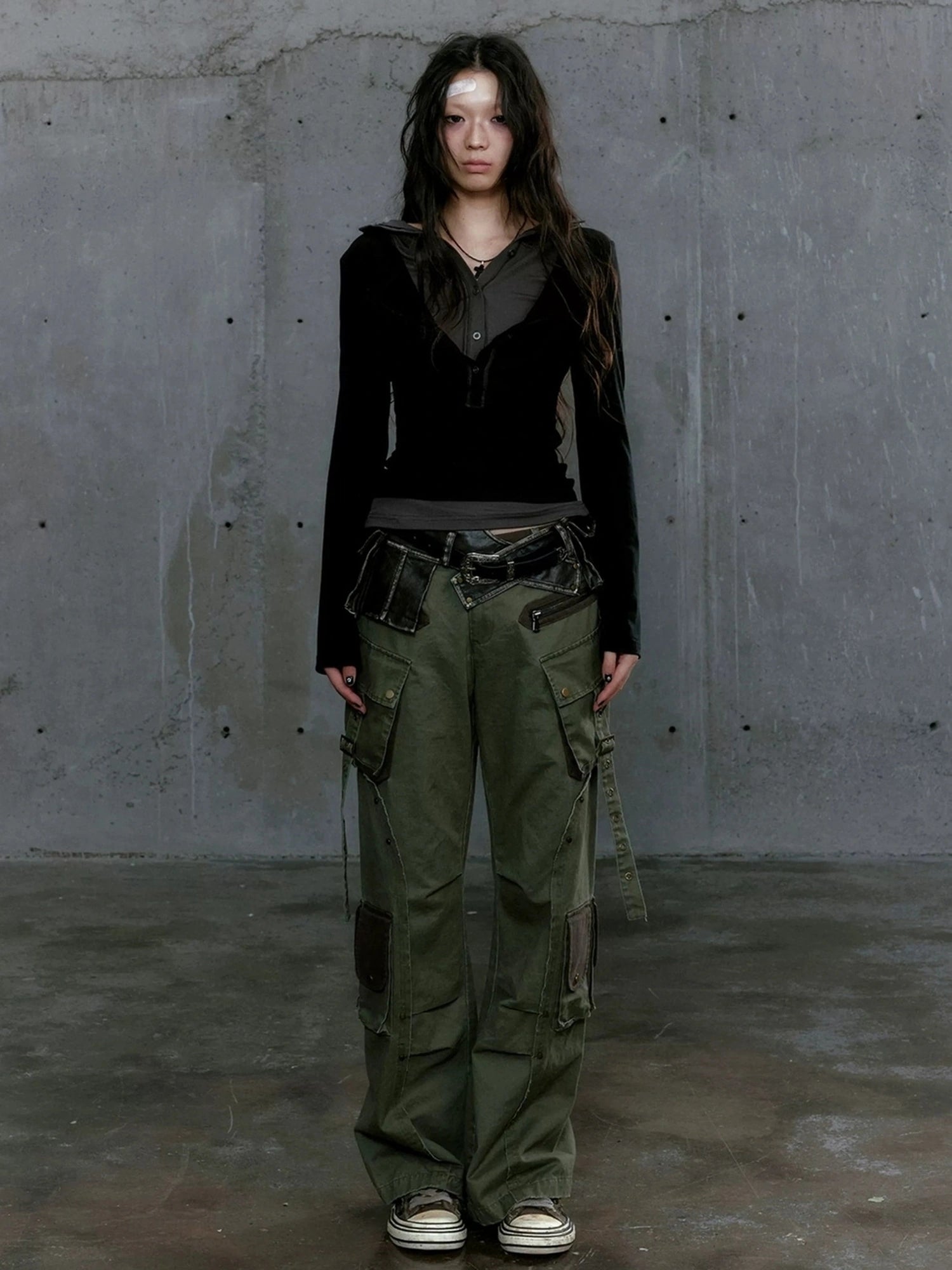 Chinese Clothing Cest Nous Update Punk Patchwork Layered Hoodie