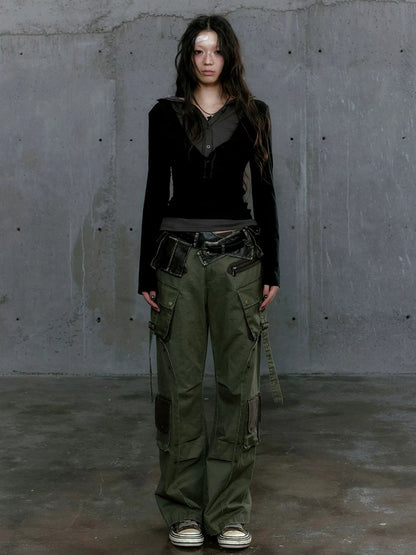 Chinese Clothing Cest Nous Update Punk Patchwork Layered Hoodie