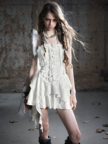 Chinese Clothing Cest Nous Update Punk Plaid Velvet Slip V-neck Dress