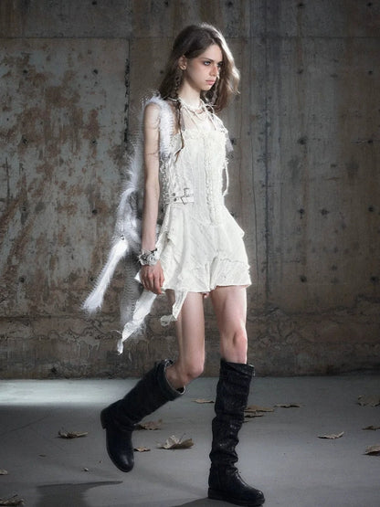 Chinese Clothing Cest Nous Update Punk Plaid Velvet Slip V-neck Dress