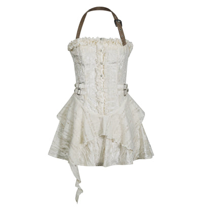 Chinese Clothing Cest Nous Update Punk Plaid Velvet Slip V-neck Dress MISSTT