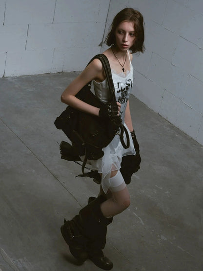 Chinese Clothing Cest Nous Update Punk Romantic Chain Print Slip Dress