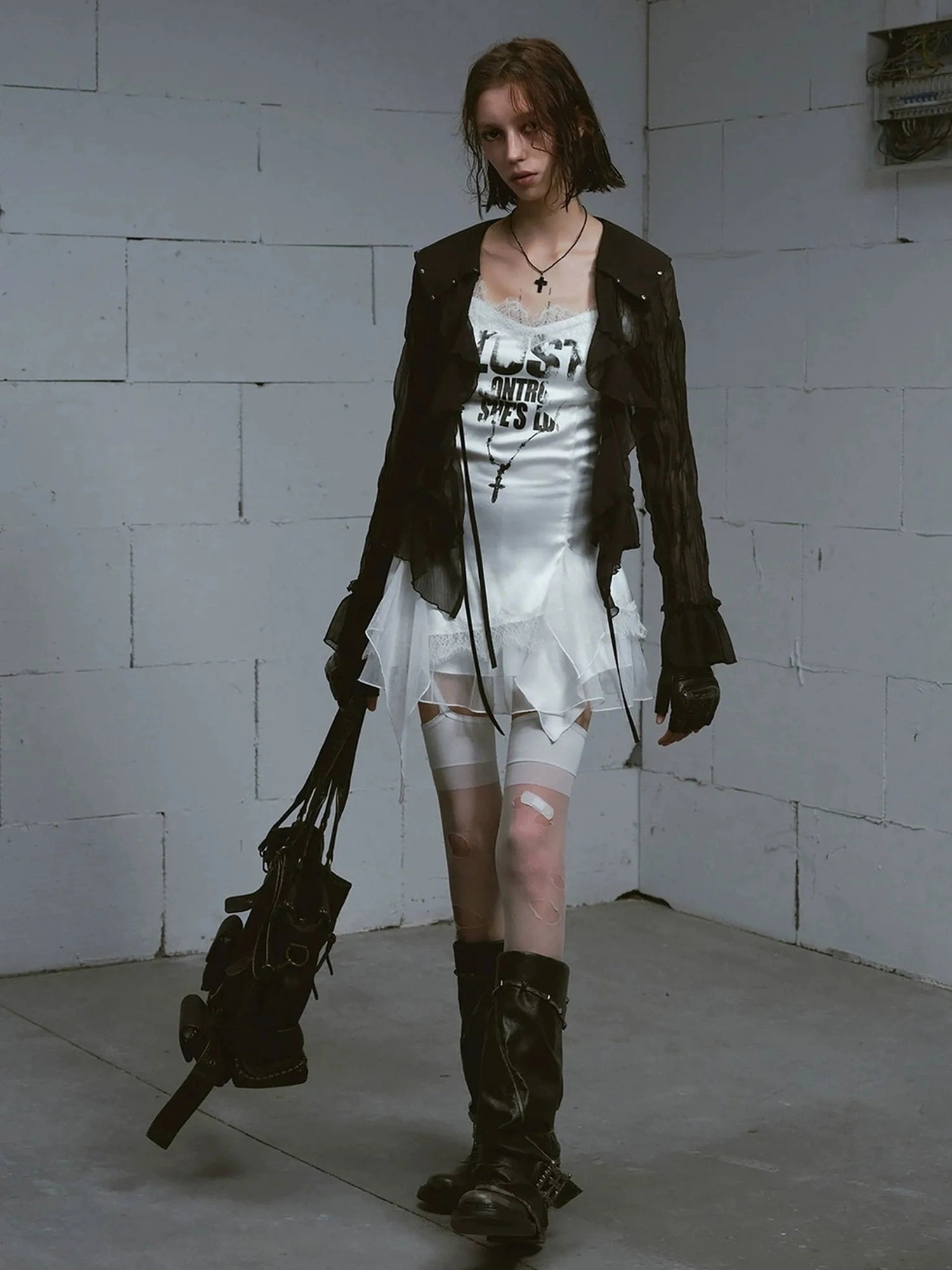 Chinese Clothing Cest Nous Update Punk Romantic Chain Print Slip Dress