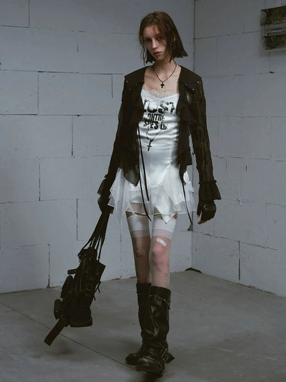 Chinese Clothing Cest Nous Update Punk Romantic Chain Print Slip Dress