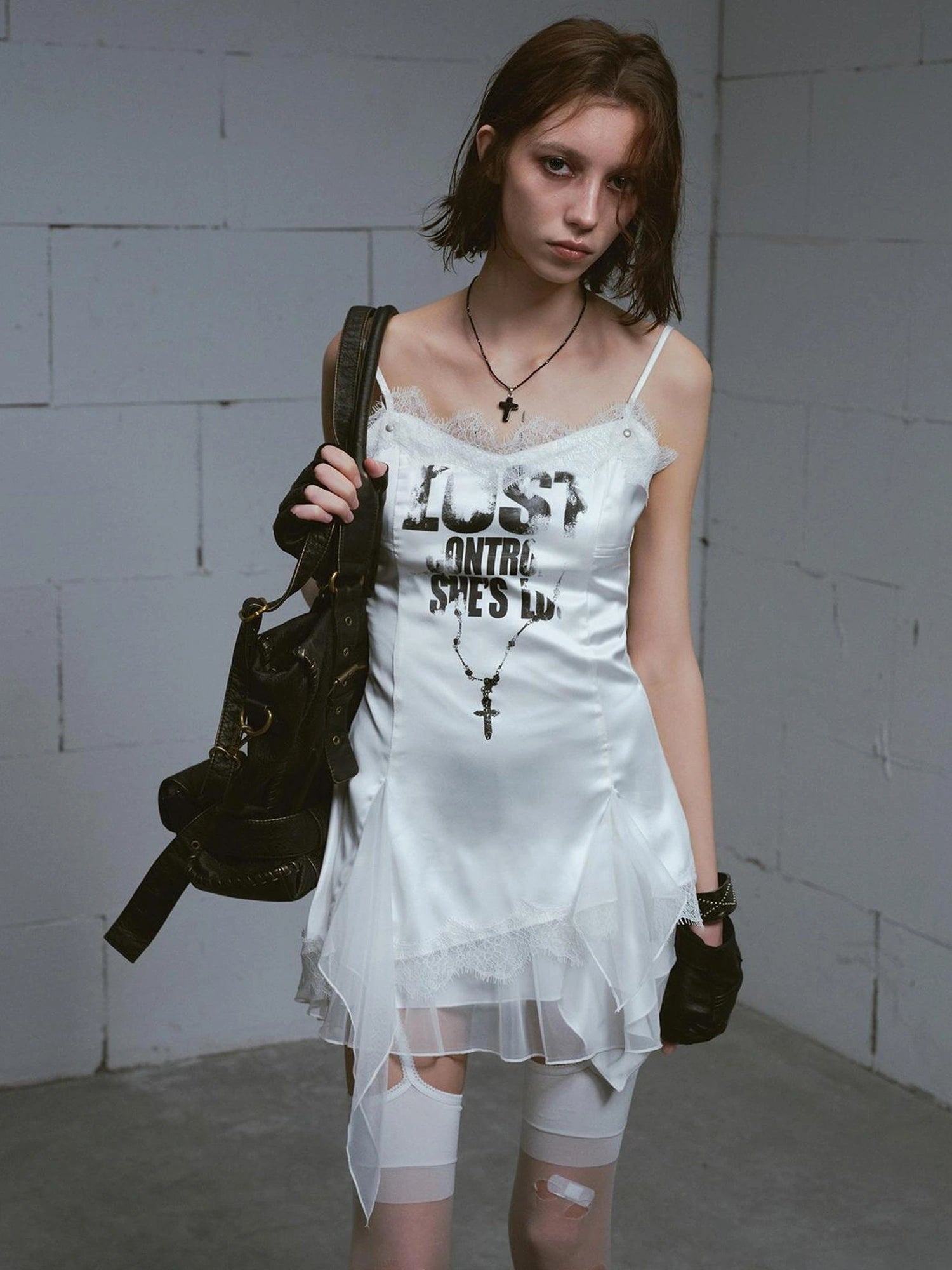 Chinese Clothing Cest Nous Update Punk Romantic Chain Print Slip Dress