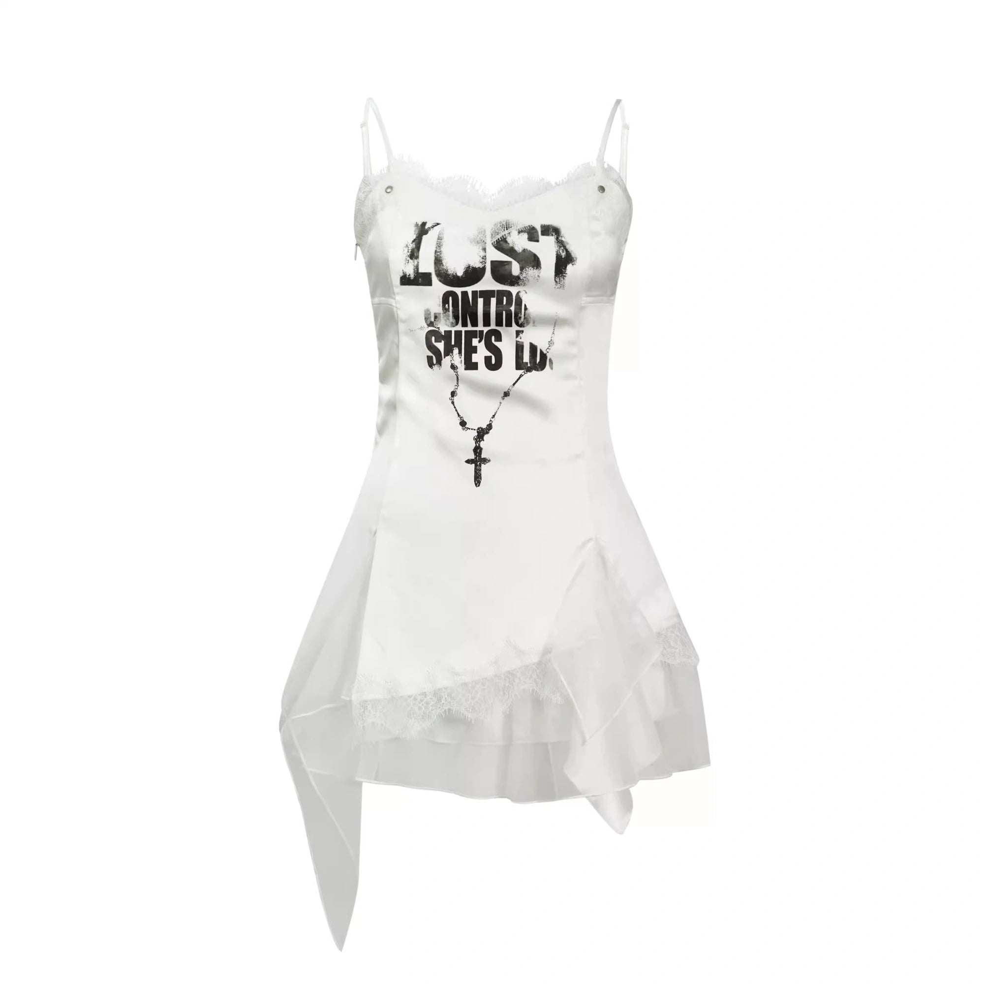 Chinese Clothing Cest Nous Update Punk Romantic Chain Print Slip Dress MISSTT