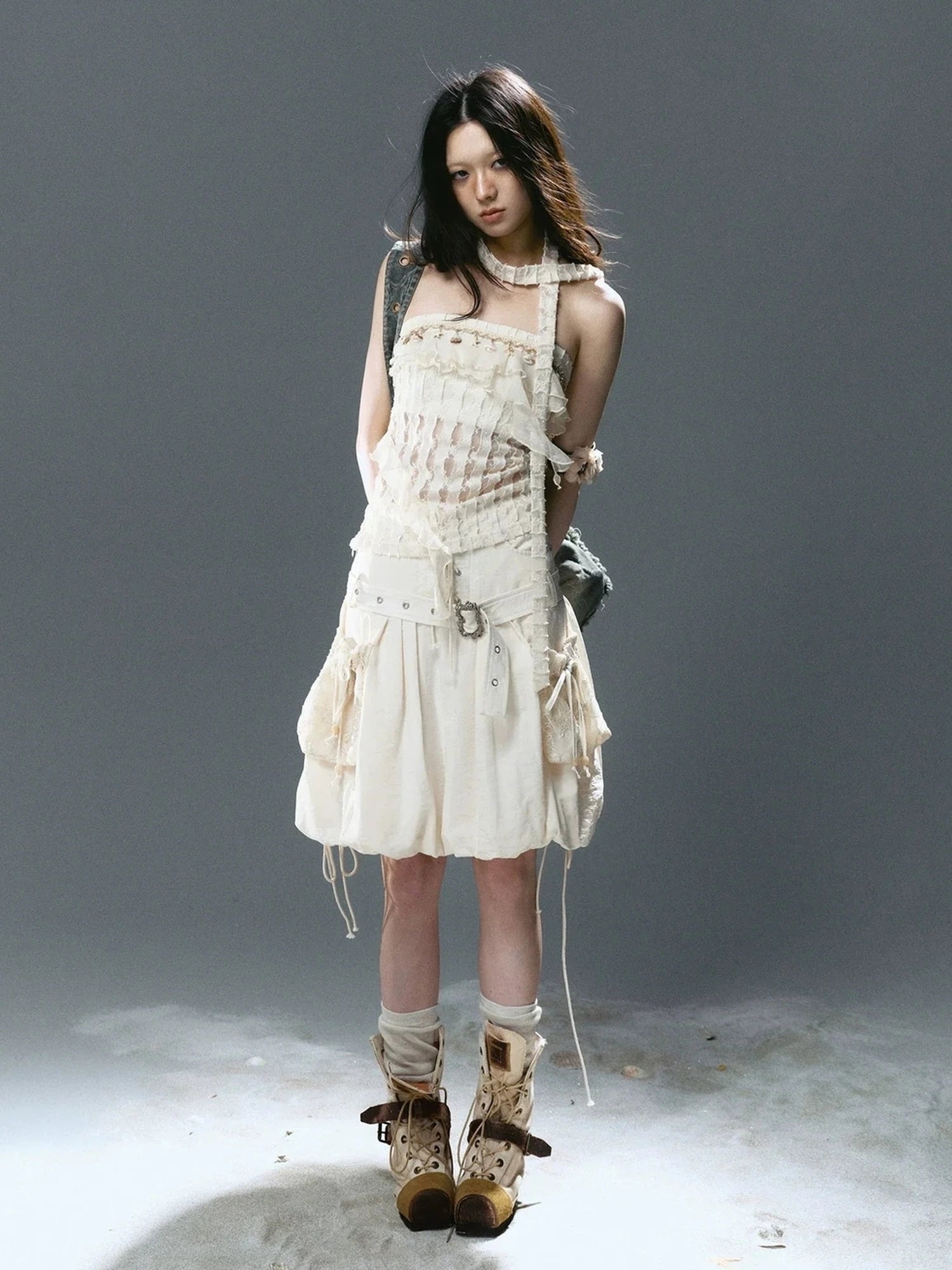 Chinese Clothing Cest Nous Update Punk Romantic Drawstring Sprout Skirt