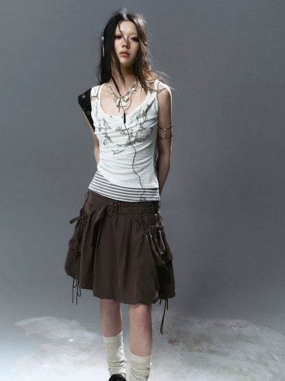 Chinese Clothing Cest Nous Update Punk Romantic Drawstring Sprout Skirt