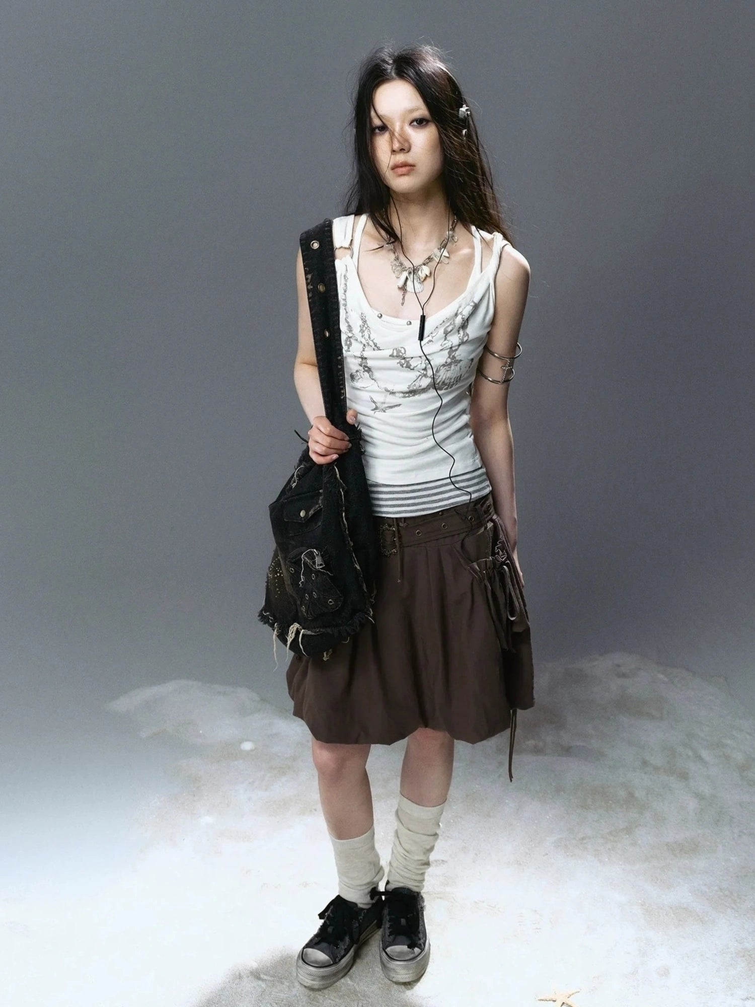 Chinese Clothing Cest Nous Update Punk Romantic Drawstring Sprout Skirt