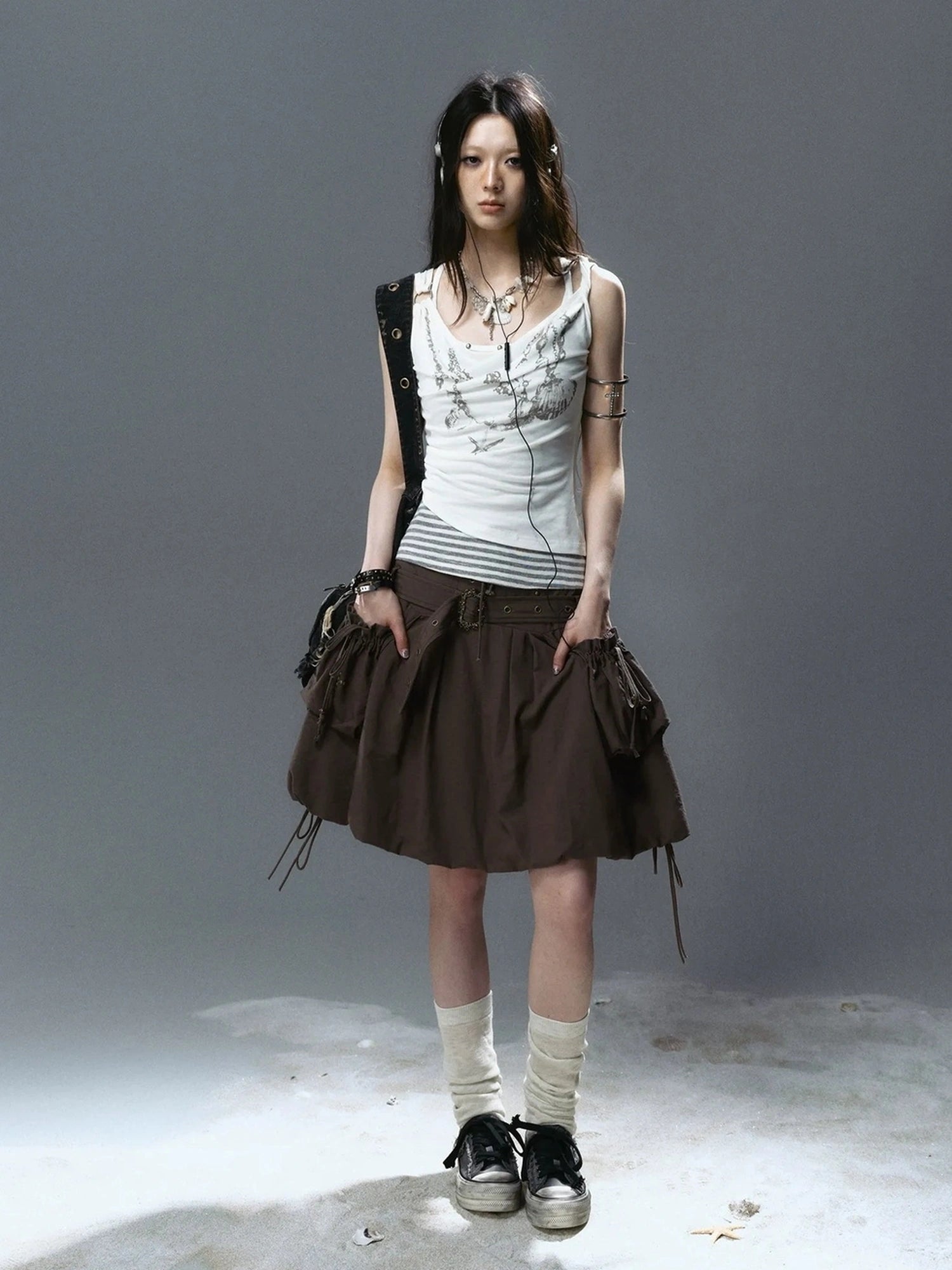 Chinese Clothing Cest Nous Update Punk Romantic Drawstring Sprout Skirt