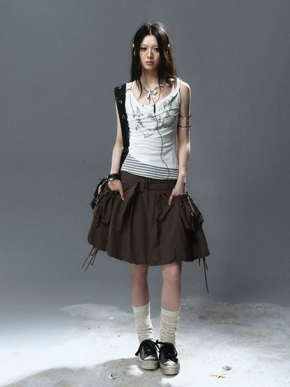 Chinese Clothing Cest Nous Update Punk Romantic Drawstring Sprout Skirt