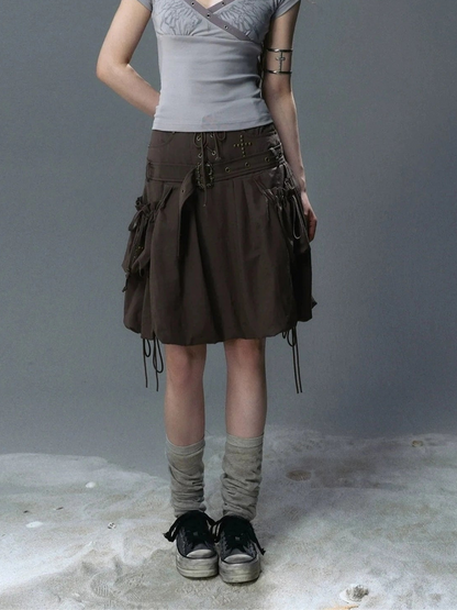 Chinese Clothing Cest Nous Update Punk Romantic Drawstring Sprout Skirt