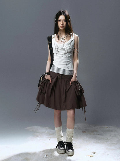 Chinese Clothing Cest Nous Update Punk Romantic Drawstring Sprout Skirt