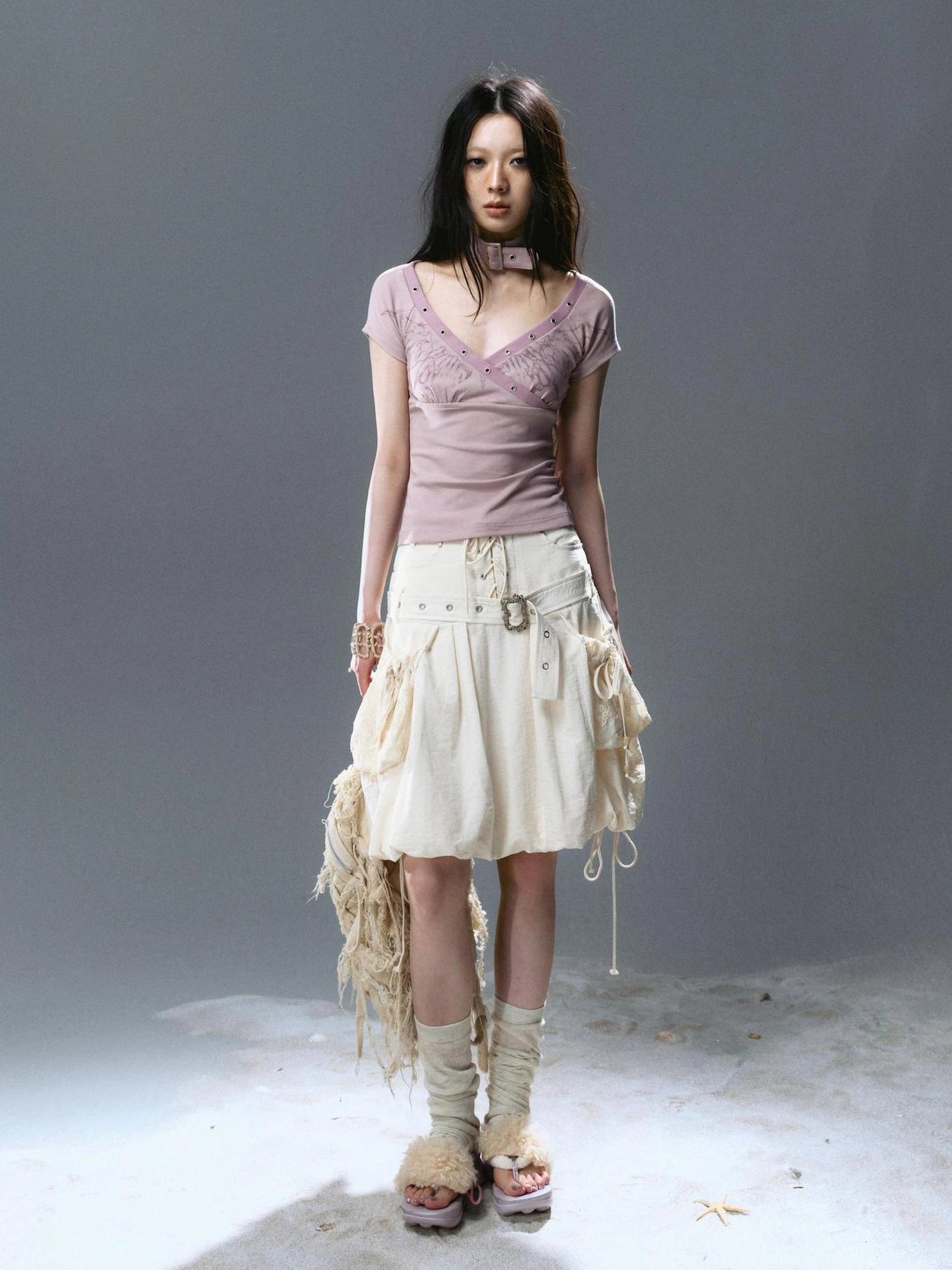 Chinese Clothing Cest Nous Update Punk Romantic Drawstring Sprout Skirt