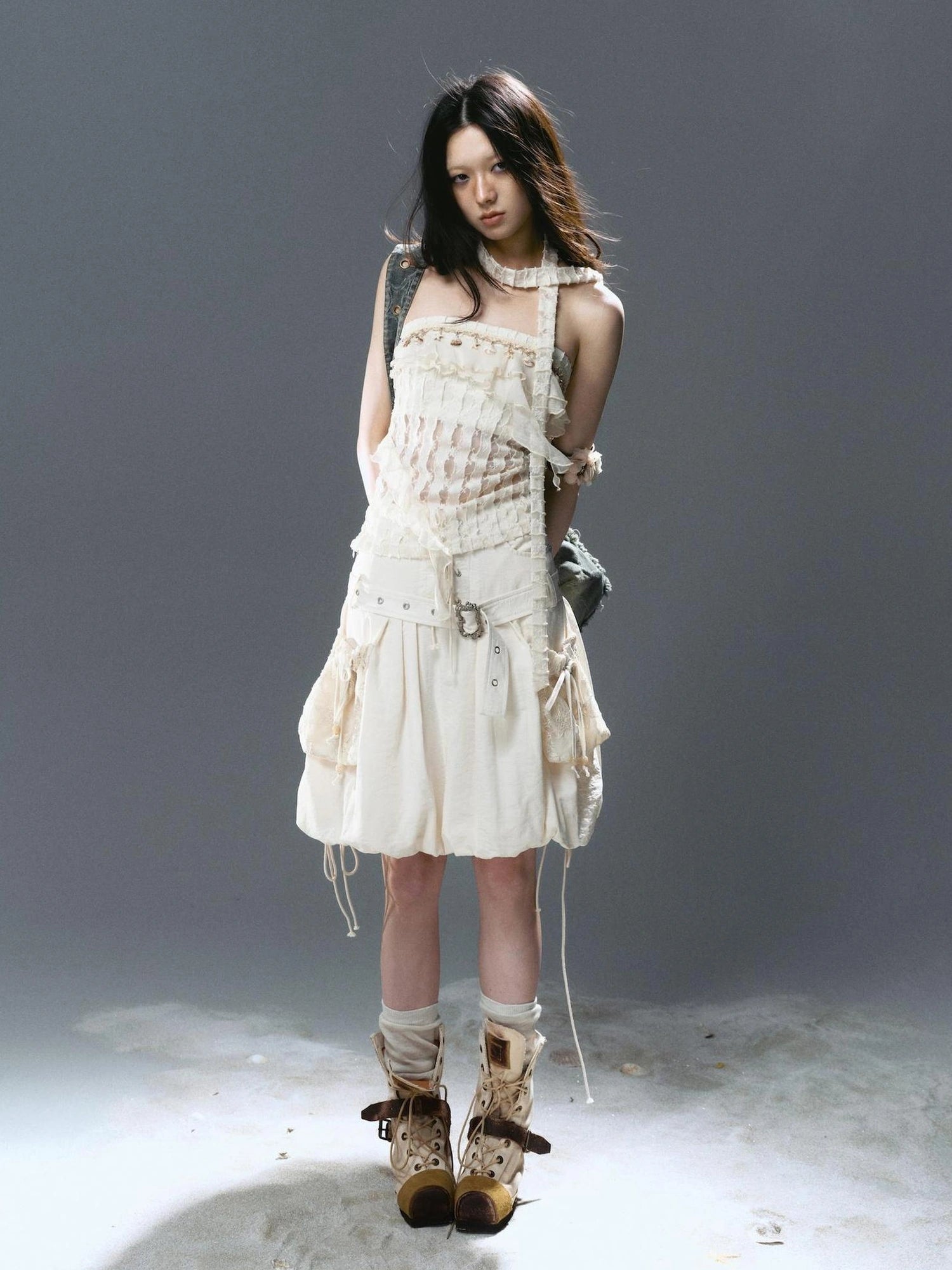 Chinese Clothing Cest Nous Update Punk Romantic Drawstring Sprout Skirt