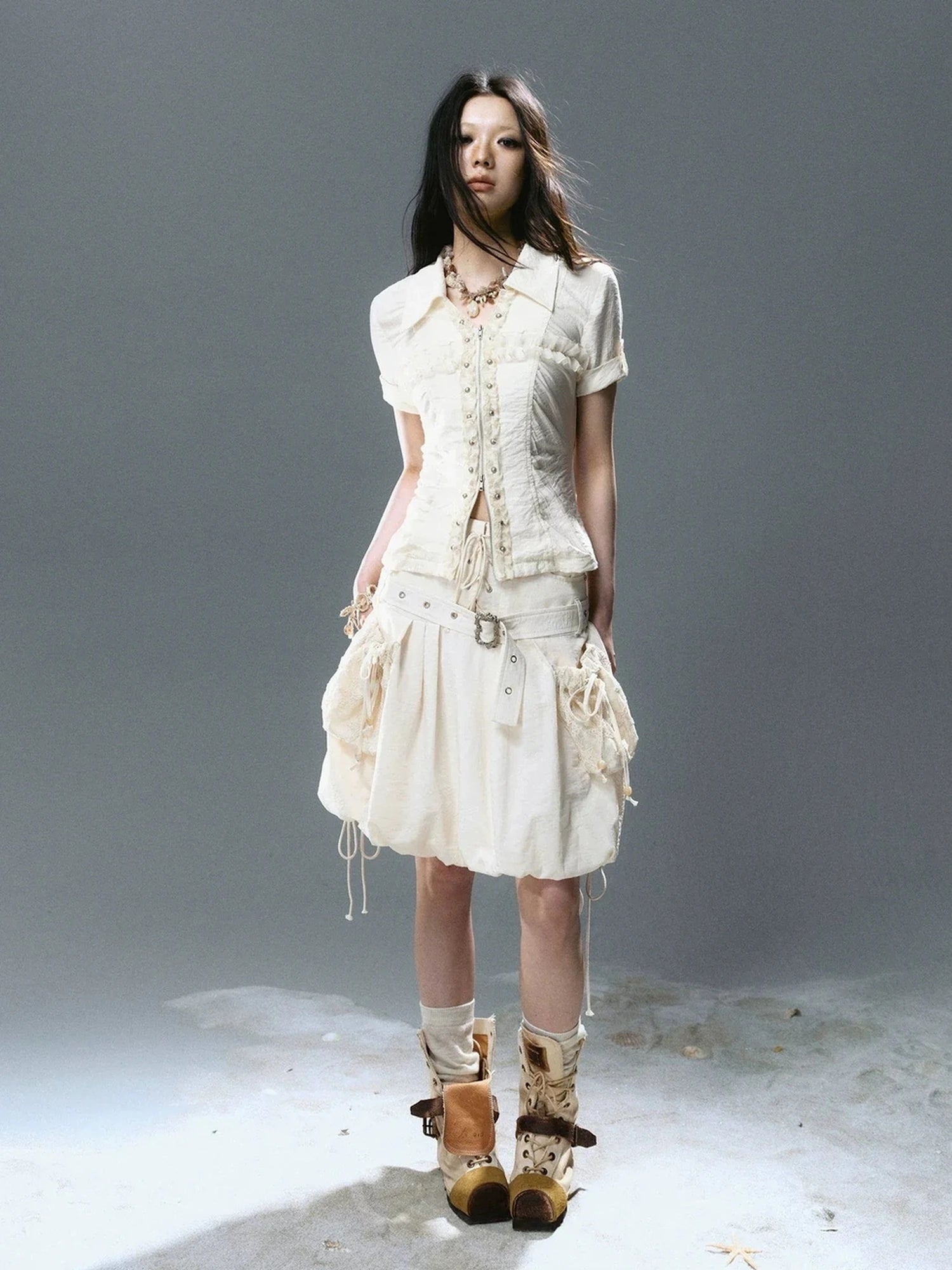 Chinese Clothing Cest Nous Update Punk Romantic Drawstring Sprout Skirt