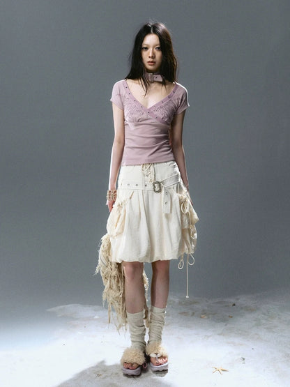 Chinese Clothing Cest Nous Update Punk Romantic Drawstring Sprout Skirt