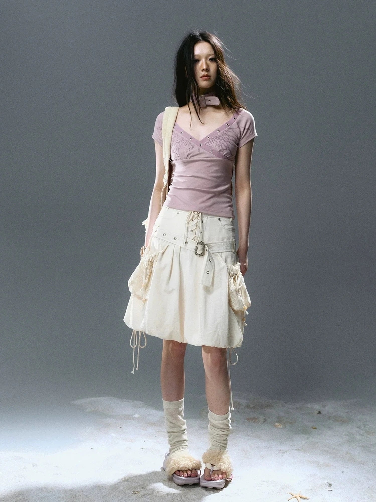 Chinese Clothing Cest Nous Update Punk Romantic Drawstring Sprout Skirt