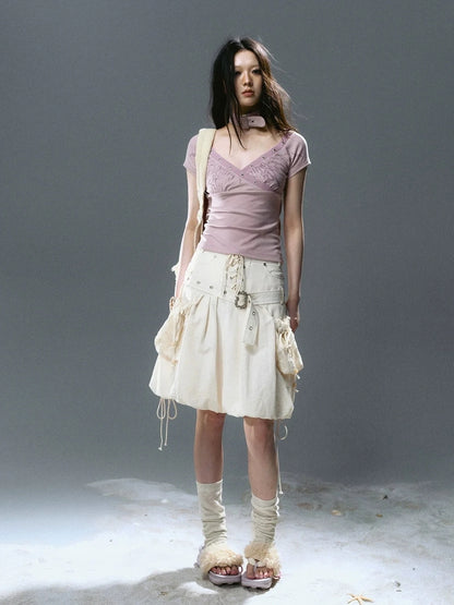 Chinese Clothing Cest Nous Update Punk Romantic Drawstring Sprout Skirt