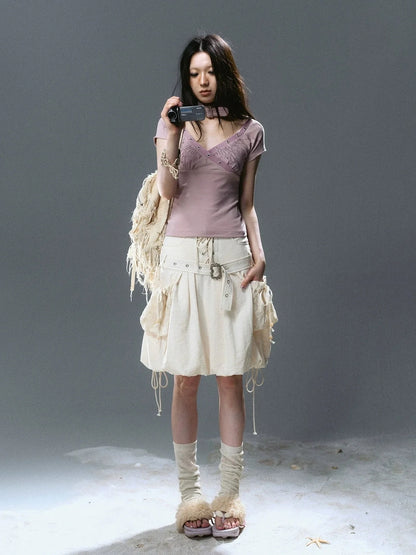 Chinese Clothing Cest Nous Update Punk Romantic Drawstring Sprout Skirt