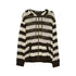 Chinese Clothing Cest Nous Update Punk Stripe Hollow Knit Hooded Sunshield Cardigan MISSTT