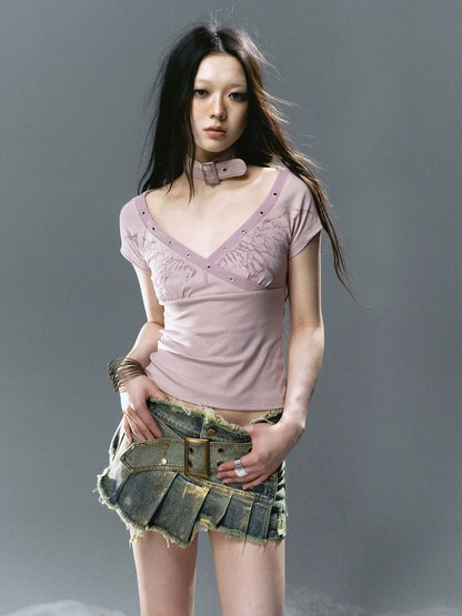 Chinese Clothing Cest Nous Update Sea Fallen Butterfly Slim Tee