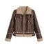 Chinese Clothing Cest Nous Update Vintage Brown Shearling Biker Jacket MISSTT