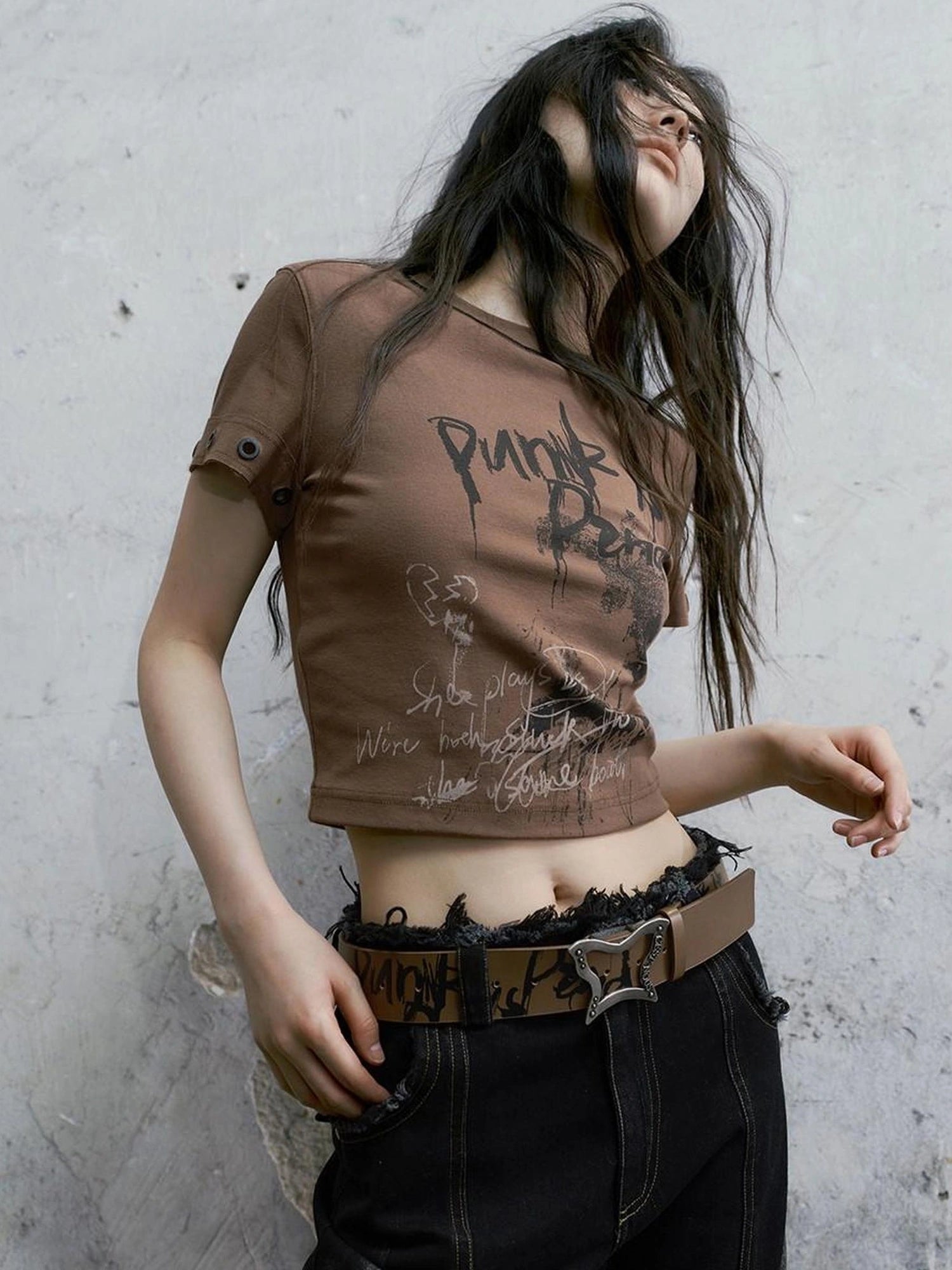Chinese Clothing Cest Nous Update Vintage Butterfly Buckle Brown Leather Belt