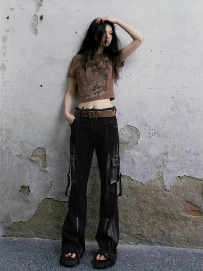 Chinese Clothing Cest Nous Update Vintage Butterfly Buckle Brown Leather Belt