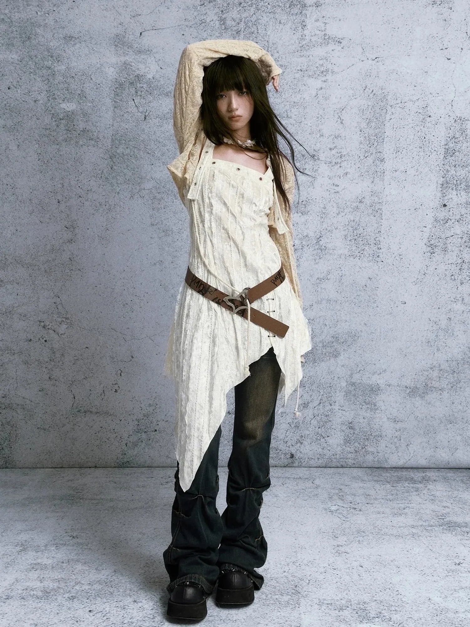 Chinese Clothing Cest Nous Update Vintage Butterfly Buckle Brown Leather Belt
