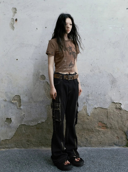 Chinese Clothing Cest Nous Update Vintage Butterfly Buckle Brown Leather Belt