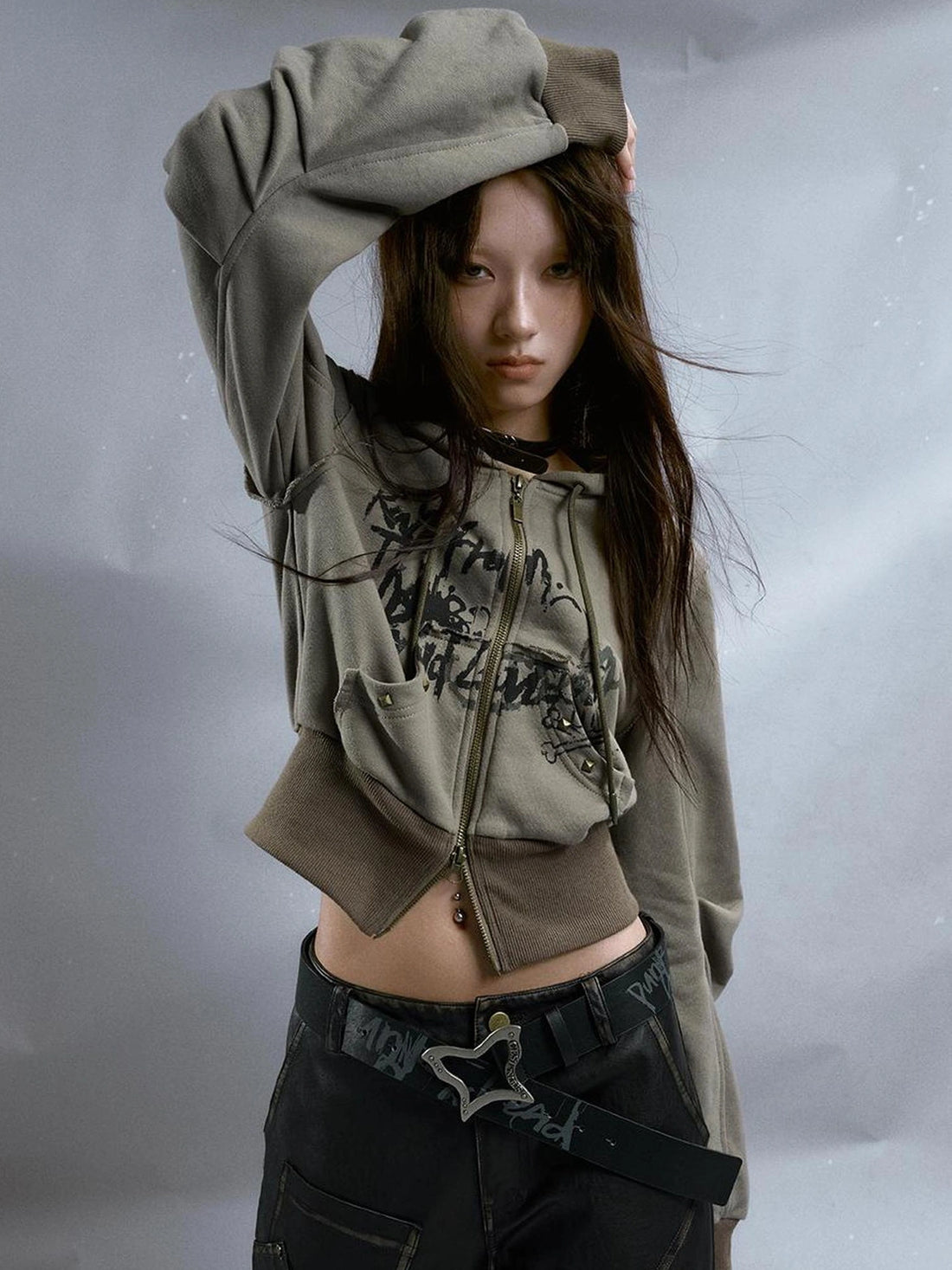 Chinese Clothing Cest Nous Update Vintage Butterfly Buckle Punk Graffiti Belt