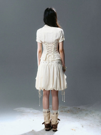 Chinese Clothing Cest Nous Update Vintage Cross Lace Gothic Ruffle V-neck T-shirt Long Sleeve