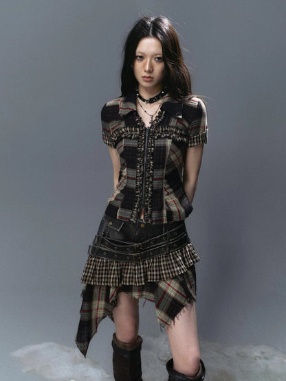 Chinese Clothing Cest Nous Update Vintage Cross Lace Gothic Ruffle V-neck T-shirt Long Sleeve