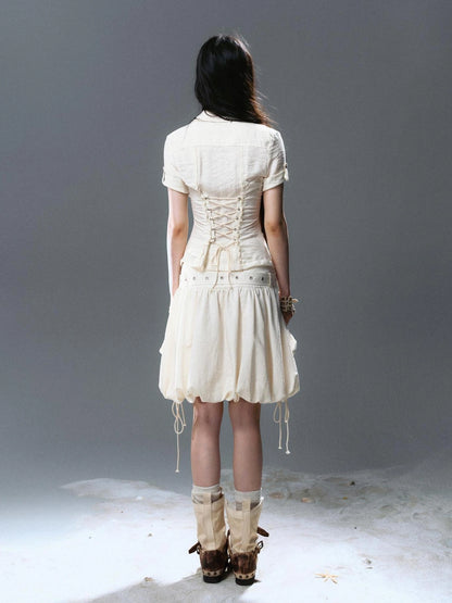 Chinese Clothing Cest Nous Update Vintage Cross Lace Gothic Ruffle V-neck T-shirt Long Sleeve