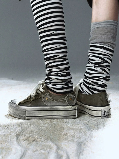 Chinese Clothing Cest Nous Update Vintage Cross Patch Distressed Canvas Sneakers