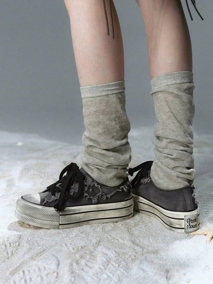 Chinese Clothing Cest Nous Update Vintage Cross Patch Distressed Canvas Sneakers