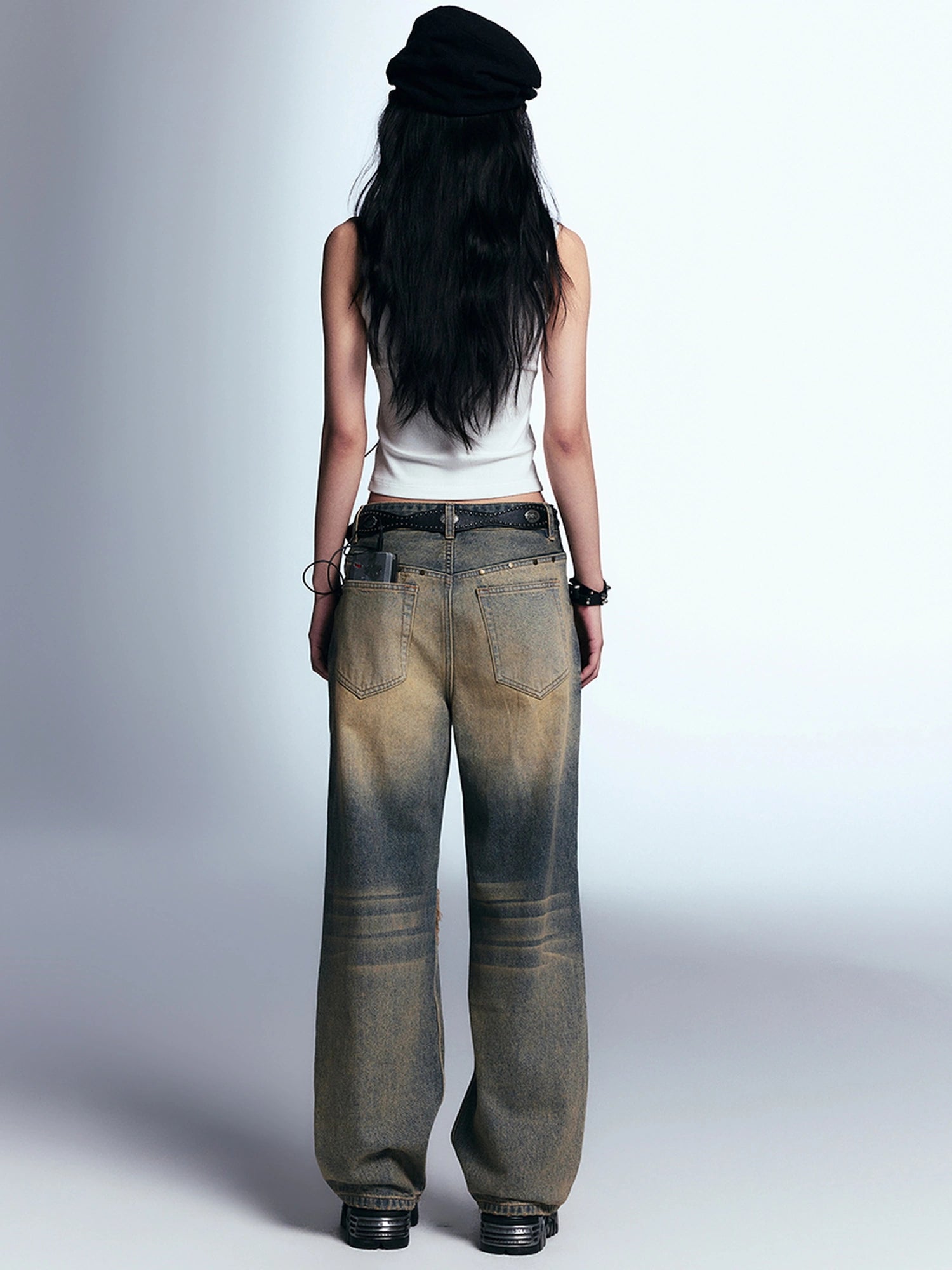 Chinese Clothing Cest Nous Update Vintage Distressed Loose Straight Leg Jeans