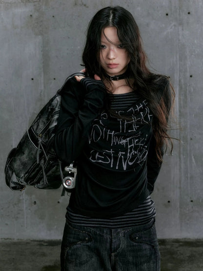 Chinese Clothing Cest Nous Update Vintage Drape Collar Graffiti Knit Top